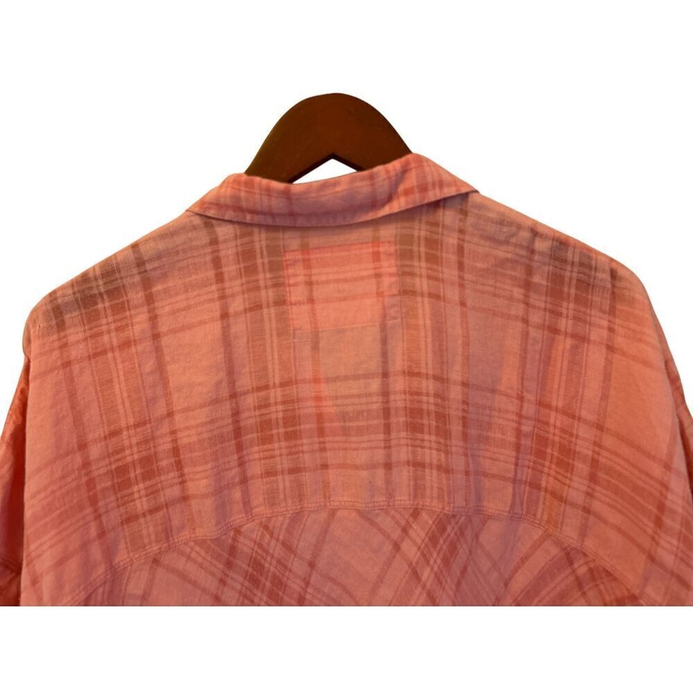 LAFAYETTE 148 NEW YORK Linen Blend Shirt Blouse in Coral/Pink - Picture 7 of 8